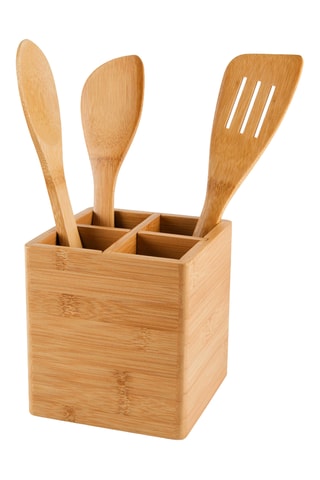 Pot à couverts en bambou - 13,5 x 13,5 x 14,5 cm