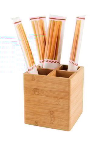 Pot à couverts en bambou - 13,5 x 13,5 x 14,5 cm