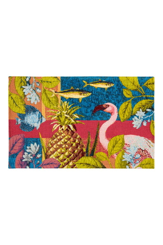 Vloerkleed - Bordeauxrood en Petrolblauw- 45 x 75 cm