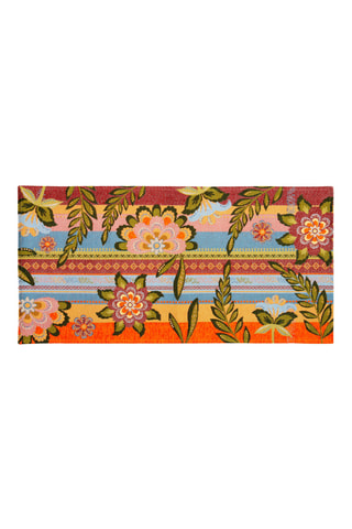 Vloerkleed - Geel en bordeauxrood - 55 x 110 cm