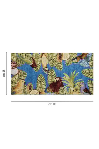 Loper - Kobaltblauw en groen - 55 x 110 cm