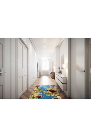 Loper - Kobaltblauw en groen - 55 x 110 cm