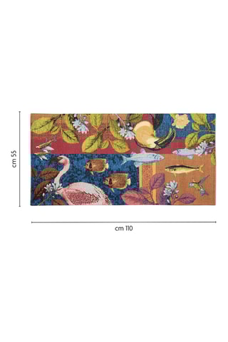 Vloerkleed - Bordeauxrood en Petrolblauw- 55 x 110 cm