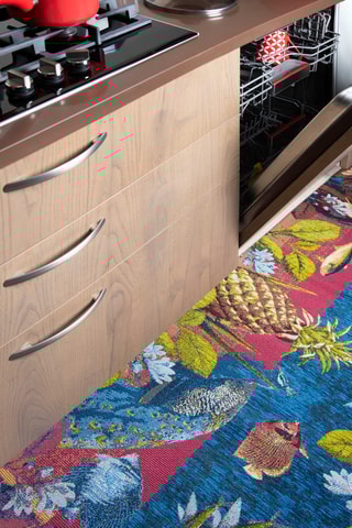 Vloerkleed - Kobaltblauw en beige - 55 x 180 cm