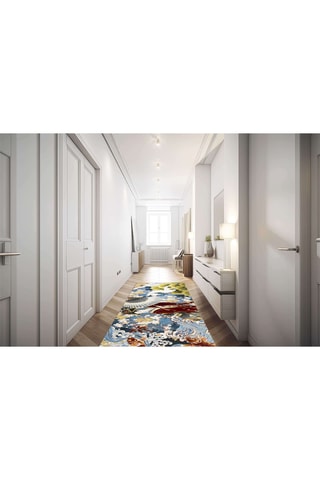 Loper - Kobaltblauw en bordeauxrood - 55 x 180 cm