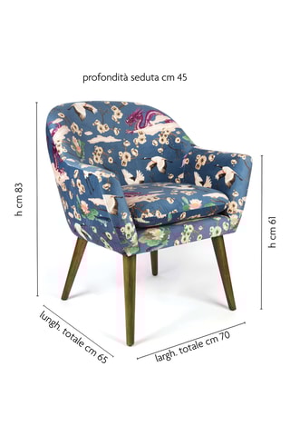 Fauteuil - Indigoblauw - Fluweelzacht