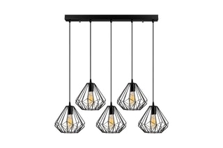 Hanglamp Diamond - Zwart - 5 x 100 W