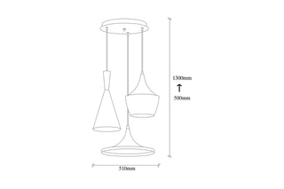 Hanglamp Elmas - Zwart en Koperkleurig - 3 x 100 W