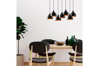 Hanglamp Tattoo - Zwart en Goudkleurig - 7 x 60 W