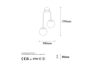 Wandlamp Jewel - Goudkleurig en Wit - 2 x 15 W