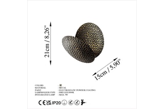 Aplique LED Yosma - Preto e dourado