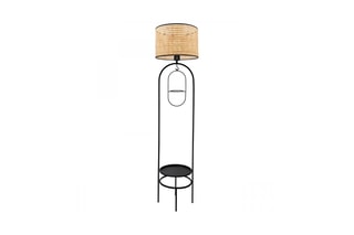 Candeeiro de pé em rotim LED Ayd  Natural e preto