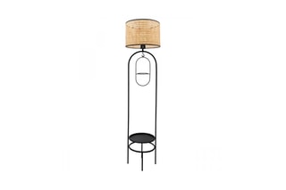 Candeeiro de pé em rotim LED Ayd  Natural e preto