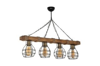 Houten Hanglamp - Naturel - 4 x 60 W