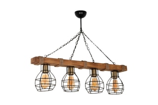 Houten Hanglamp - Naturel - 4 x 60 W