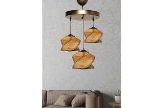 Hanglamp - Naturel en Goudkleurig - 3 x 60 W