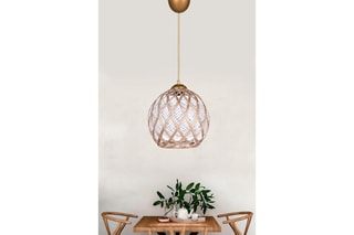 Candeeiro suspenso - Branco e acobreado - 60 W