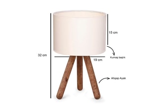 Candeeiro de mesa Ayd em madeira Castanho e cru