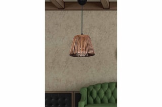 Candeeiro suspenso em madeira HM006 Preto e natural