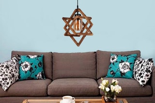 Houten Hanglamp Berlin Ahsap Tekli Sarkit Yanik - Naturel en Zwart - 60 W