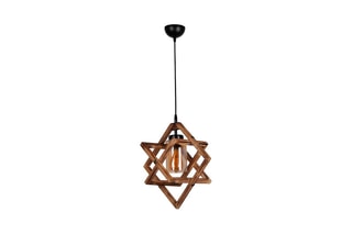 Houten Hanglamp Berlin Ahsap Tekli Sarkit Yanik - Naturel en Zwart - 60 W