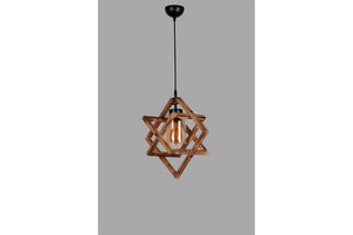 Houten Hanglamp Berlin Ahsap Tekli Sarkit Yanik - Naturel en Zwart - 60 W