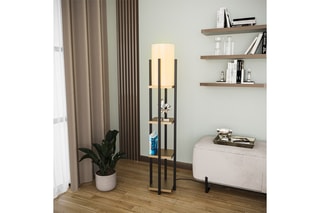 Staanlamp met Element Shelf Lamp - 8115 - Zwart en Goudkleurig - 40 W - 130 cm