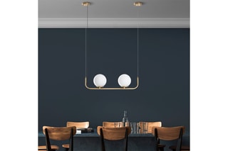 Hanglamp Faruk - 13711 - Goudkleurig en Wit - 2 x 40 W