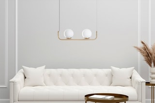 Hanglamp Faruk - 13711 - Goudkleurig en Wit - 2 x 40 W