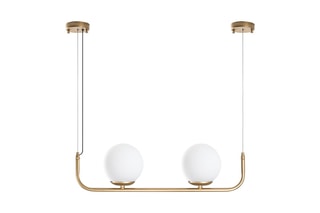 Hanglamp Faruk - 13711 - Goudkleurig en Wit - 2 x 40 W