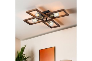 Candeeiro de teto em madeira Era - Preto - 4 x 20 W