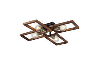 Candeeiro de teto em madeira Era - Preto - 4 x 20 W