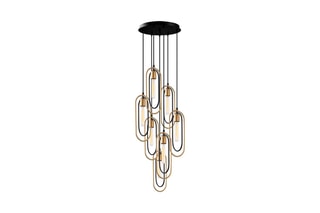 Hanglamp Cerco - Zwart en Goudkleurig - 7 x 40 W