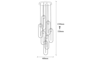 Hanglamp Cerco - Zwart en Goudkleurig - 7 x 40 W