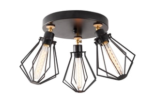 Plafondlamp Oylat - Zwart - 3 x 100 W
