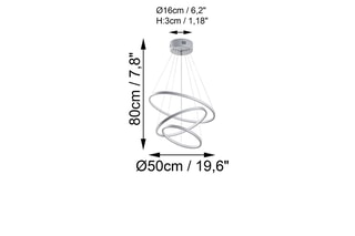 Candeeiro suspenso LED - Cinzento - 28 W