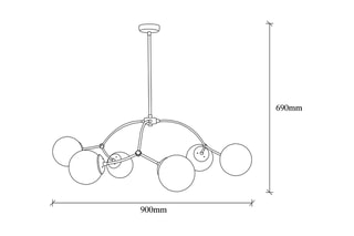 Hanglamp Kromozom - Zwart en Wit - 6 x 60 W