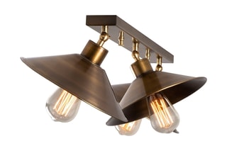 Plafondlamp Berceste - Goudkleurig - 3 x 100 W
