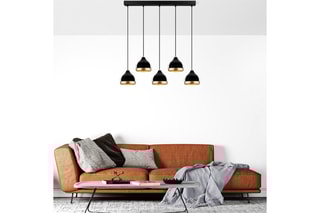 Candeeiro suspenso Yildo - Preto e dourado - 5 x 40 W