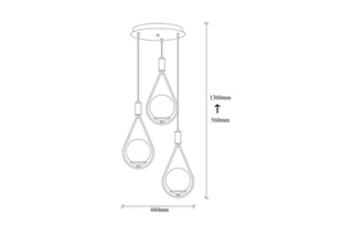 Hanglamp Mudoni - Zwart - 3 x 100 W