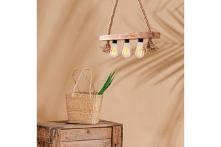 Candeeiro suspenso em madeira Erebos - Natural - 3 x 40 W