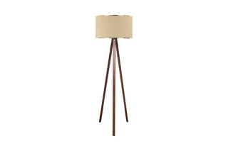 Houten Staanlamp op Driepoot - Beige en Naturel - 40 - 60 W - 140 cm