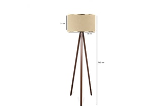 Houten Staanlamp op Driepoot - Beige en Naturel - 40 - 60 W - 140 cm