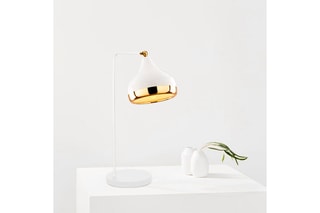 Candeeiro de mesa Yildo Branco e dourado