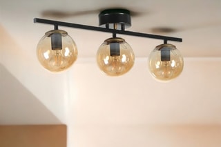 Plafondlamp - Zwart en Transparant - 3 x 60 W
