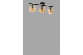 Plafondlamp - Zwart en Transparant - 3 x 60 W