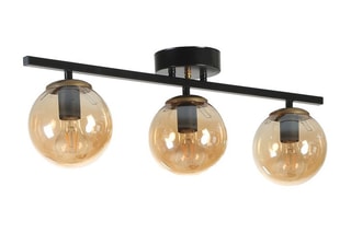 Plafondlamp - Zwart en Transparant - 3 x 60 W