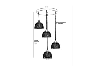 Candeeiro suspenso Nasa - Preto - 4 x 60 W