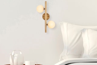 Aplique de parede Domino - Dourado e branco - 2 x 10 W