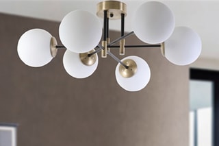 Plafondlamp - Goudkleurig en Zwart - 6 x 60 W